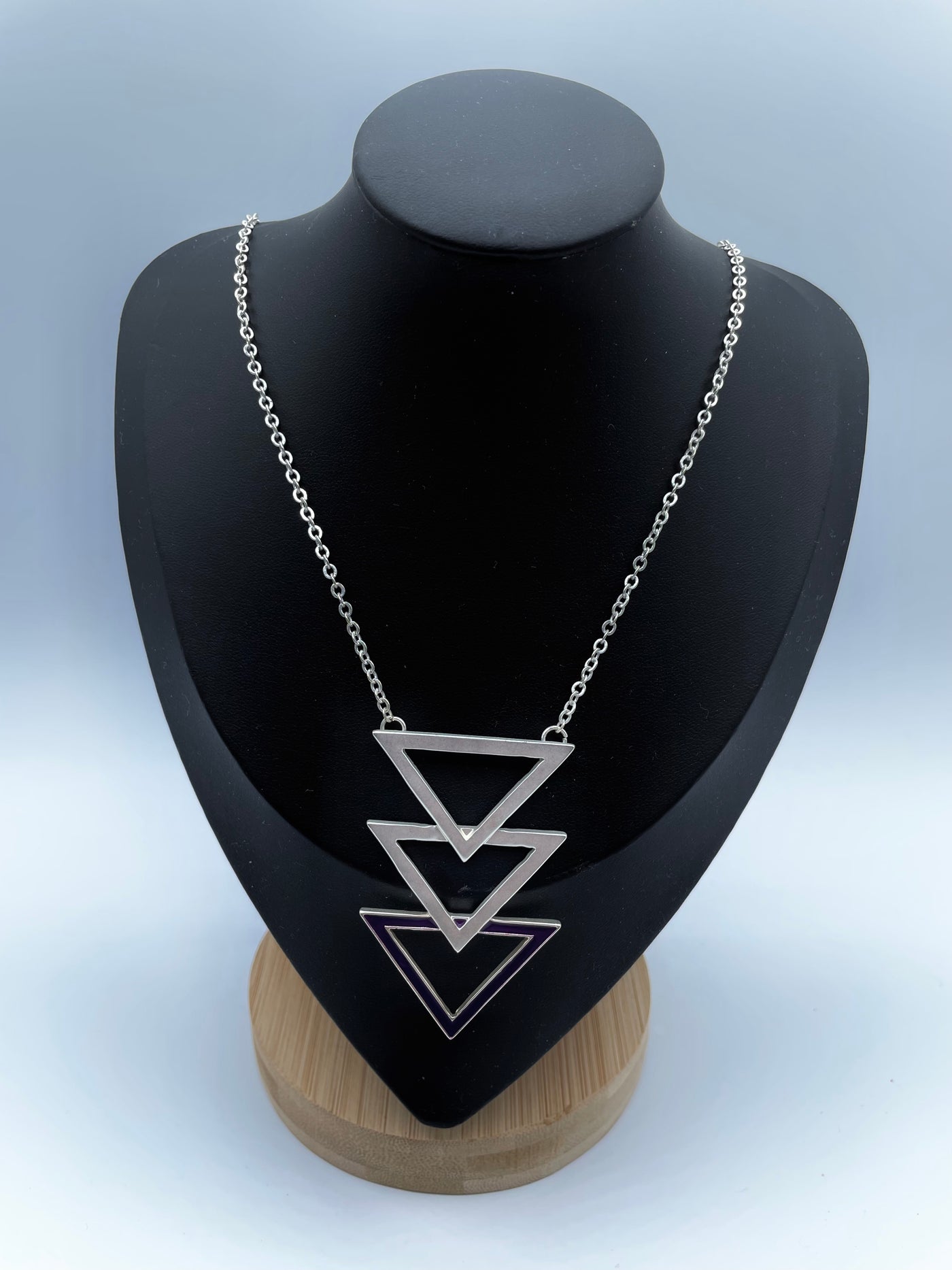 Purple Stacking Triangles Necklace