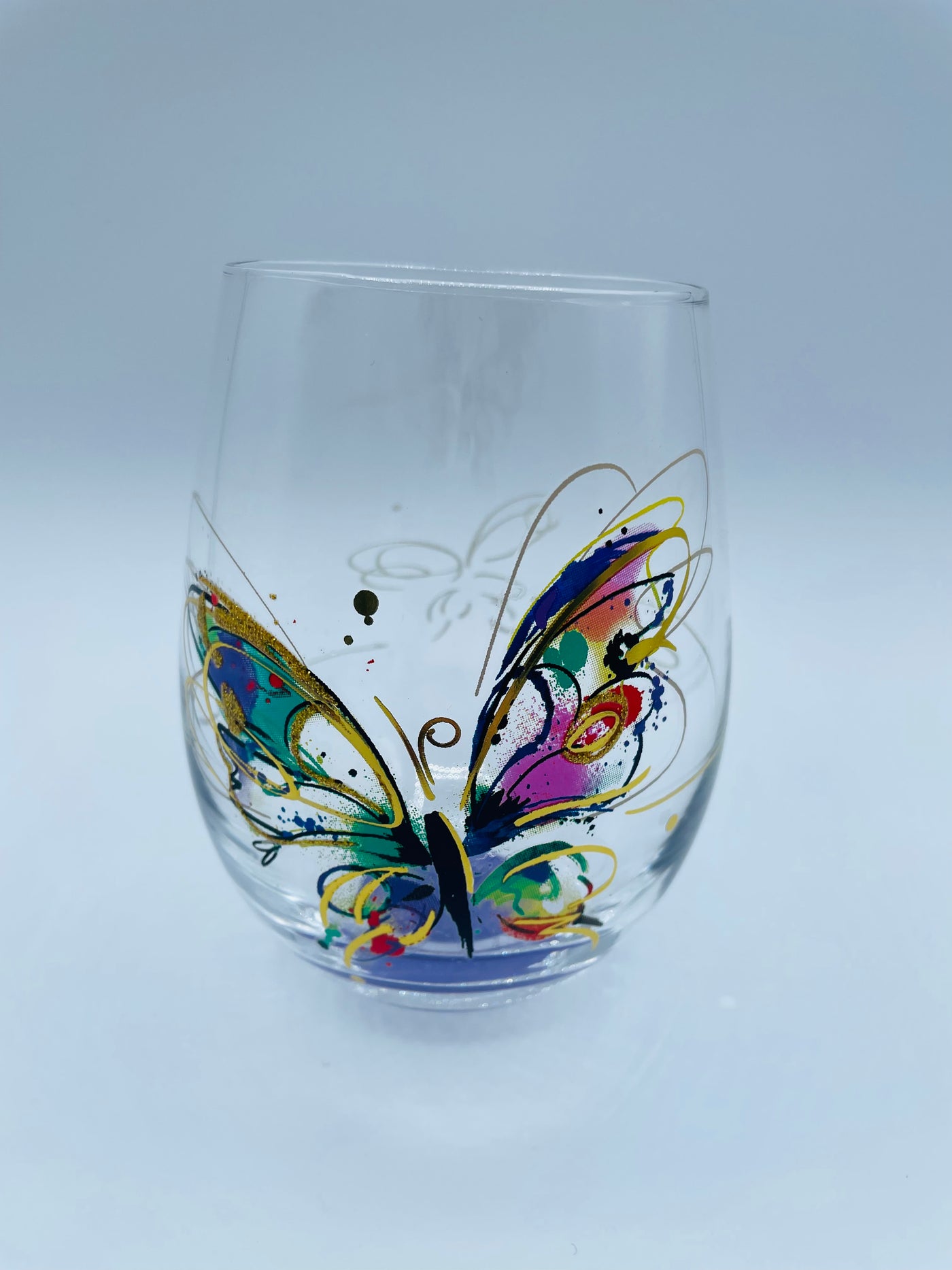 Connie Haley Butterfly Stemless Wine Glass