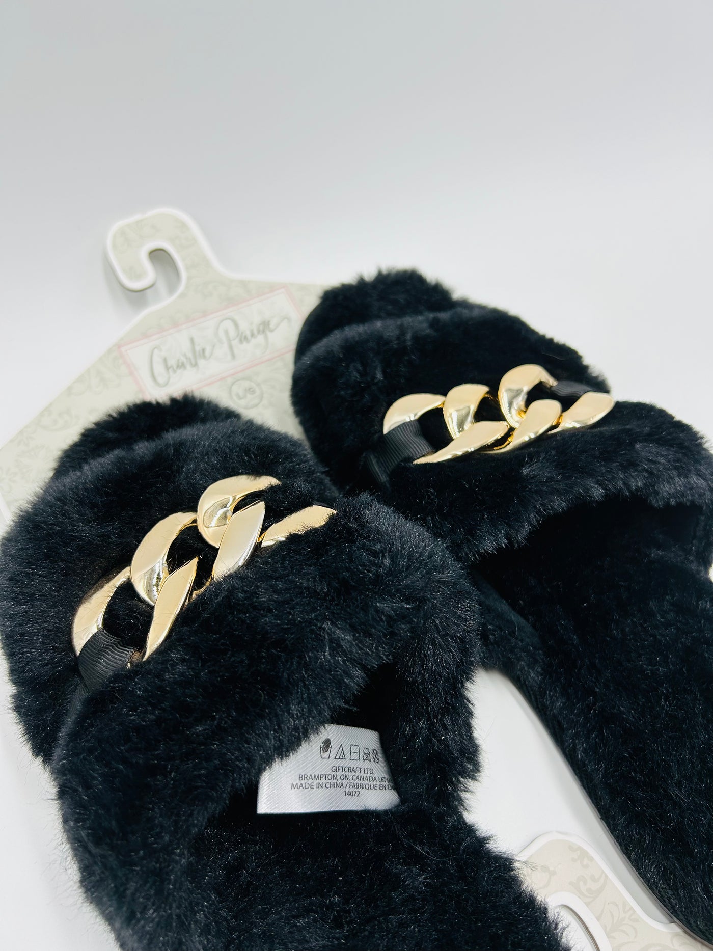Plush Slippers w/ Gold Accent
