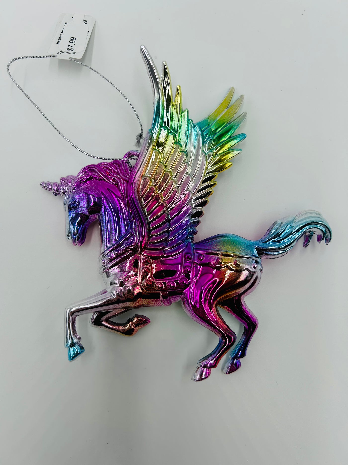 Silver Flying Unicorn Ornament