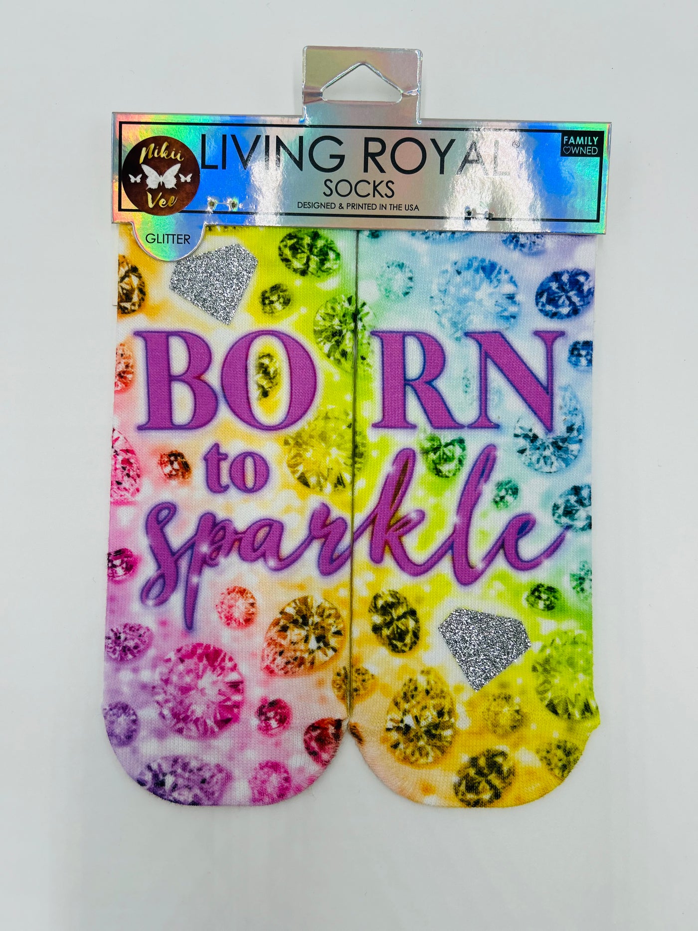 Born To Sparkle Glitter Socks