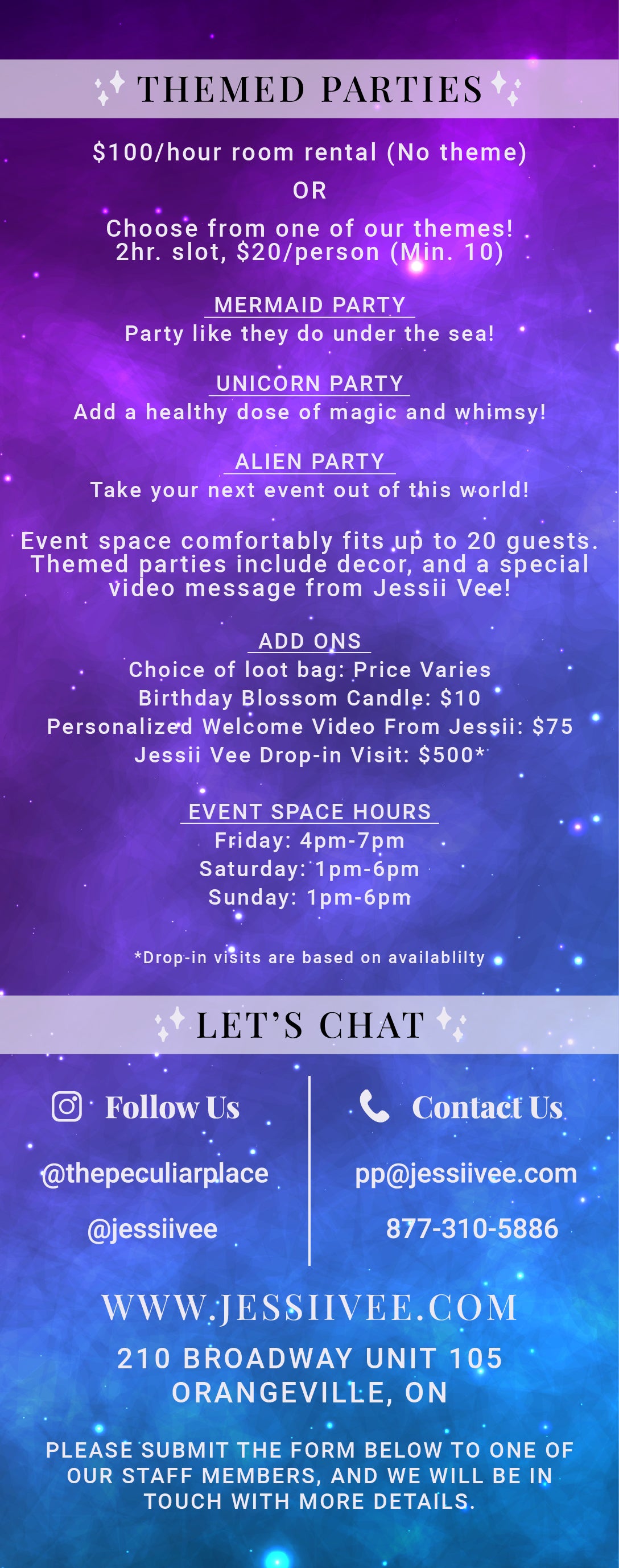 Jessii Vee's Peculiar Place Gift & Event Program