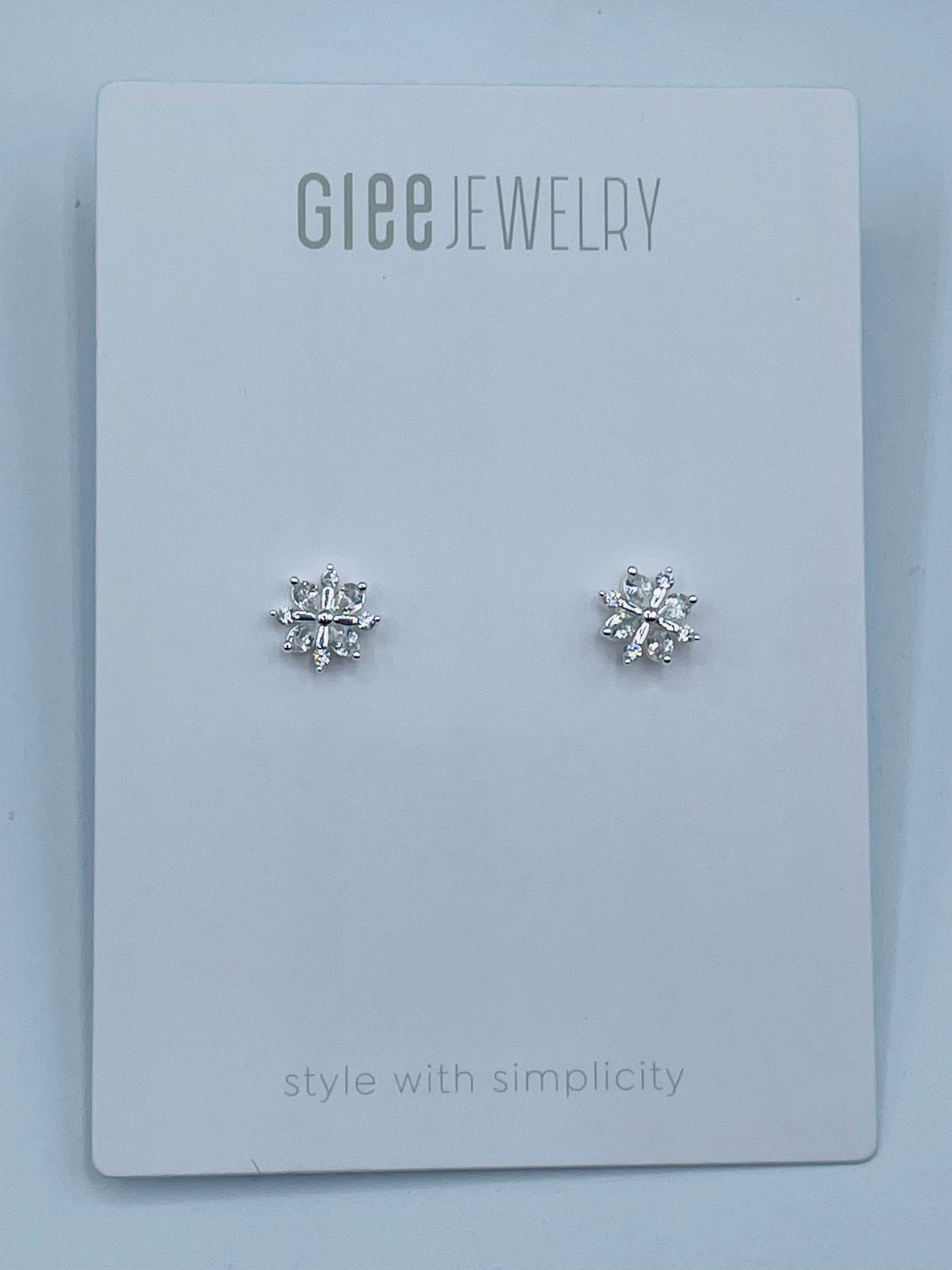 Silver Snow Crystal Stud Earrings