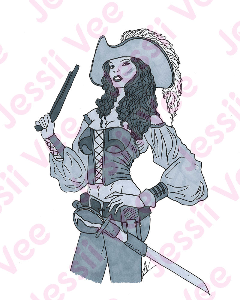 Pirate Maiden - Ink & Marker